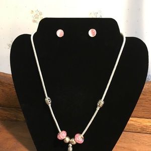 Pandora Necklace and Earring Set